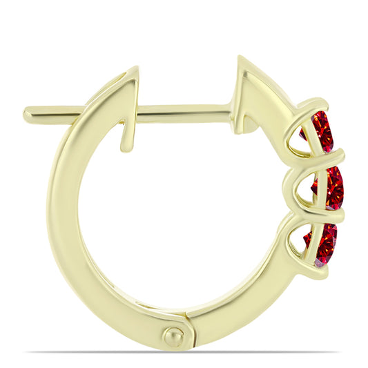 Pozlacené stříbro 925/1000 Náušnice s Majestátním červeným moissanitem - Karátové číslo: 0.62. přibližná hmotnost: 4.54 gramů