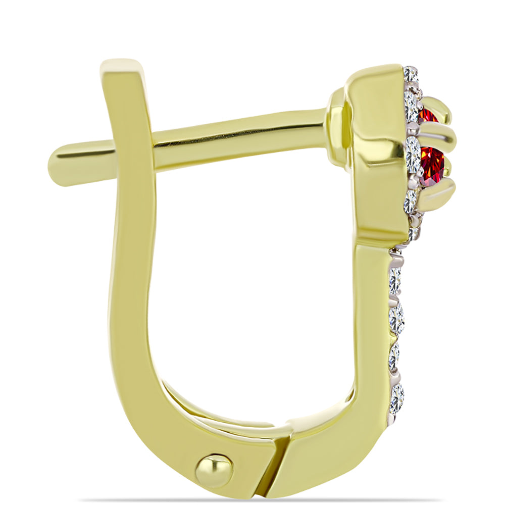 Pozlacené Stříbro 925/1000 - Náušnice s Majestátním červeným moissanitem a Bílým Topazem - Karátové číslo: 0.54. přibližná hmotnost: 3.1 gramů 2 