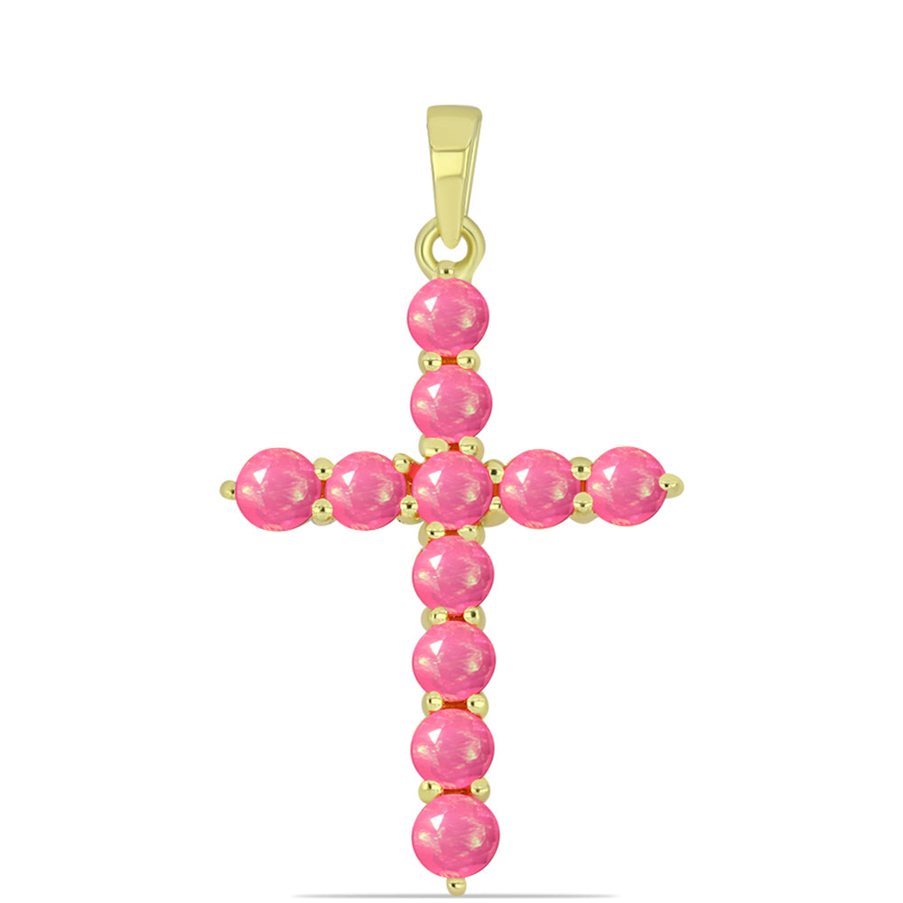 Pozlacené stříbro 925/1000 Přívěsek s Růžovým Etiopským Opálem z Lega Dembi - Karátové číslo: 0.77. přibližná hmotnost: 1.75 gramů 1 