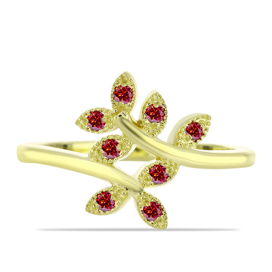 Pozlacené Stříbro 925/1000 - Prsten s Majestátním červeným moissanitem - Karátové číslo: 0.1. přibližná hmotnost: 2.76 gramů