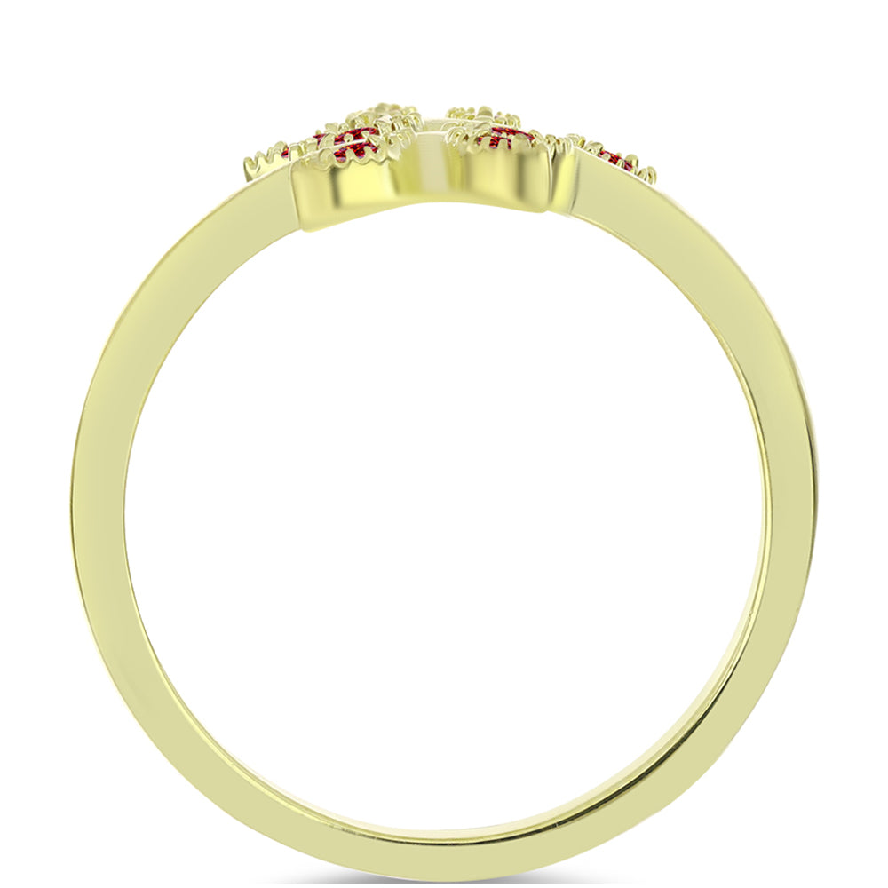 Pozlacené Stříbro 925/1000 - Prsten s Majestátním červeným moissanitem - Karátové číslo: 0.1. přibližná hmotnost: 2.76 gramů