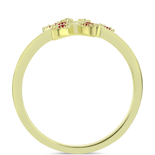 Pozlacené Stříbro 925/1000 - Prsten s Majestátním červeným moissanitem - Karátové číslo: 0.1. přibližná hmotnost: 2.76 gramů