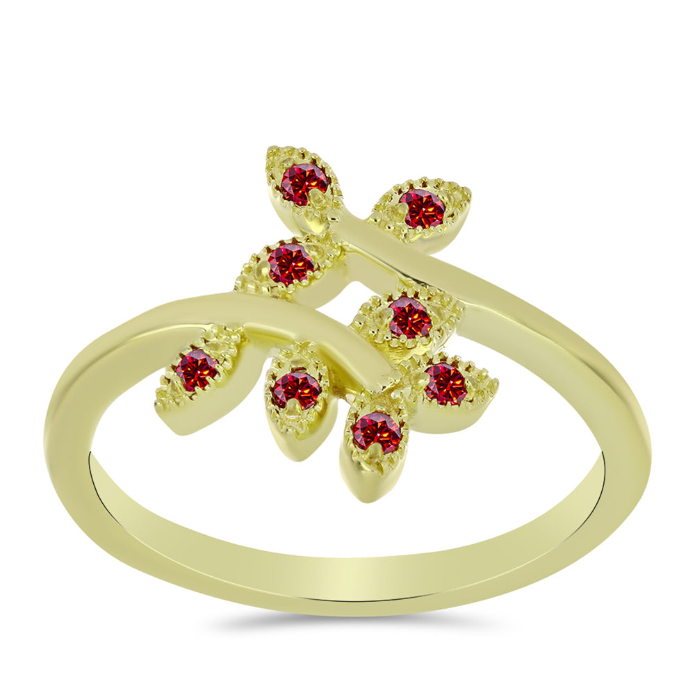 Pozlacené Stříbro 925/1000 - Prsten s Majestátním červeným moissanitem - Karátové číslo: 0.1. přibližná hmotnost: 2.76 gramů 3 