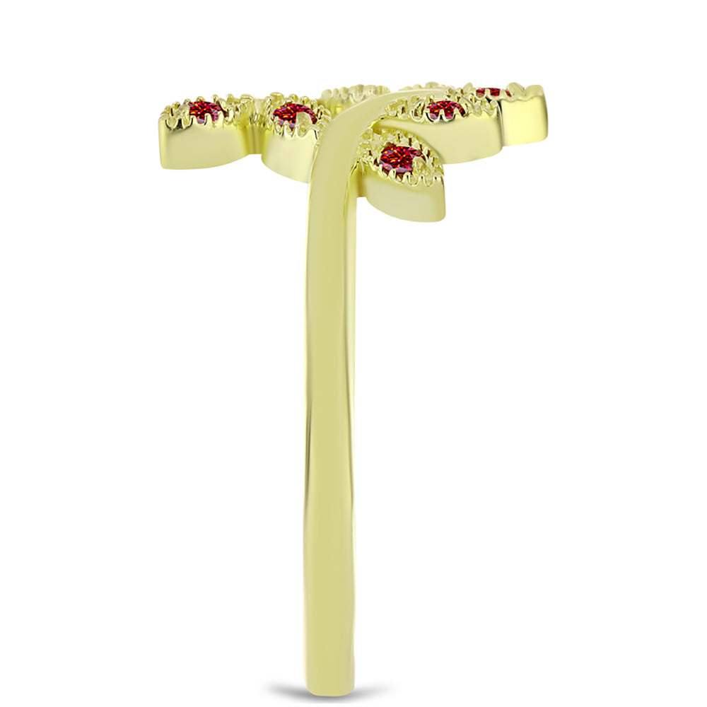 Pozlacené Stříbro 925/1000 - Prsten s Majestátním červeným moissanitem - Karátové číslo: 0.1. přibližná hmotnost: 2.76 gramů 4 