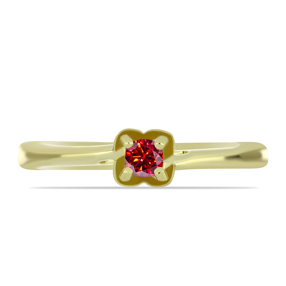 Pozlacené Stříbro 925/1000 - Prsten s Majestátním červeným moissanitem - Karátové číslo: 0.14. přibližná hmotnost: 2.27 gramů 1 