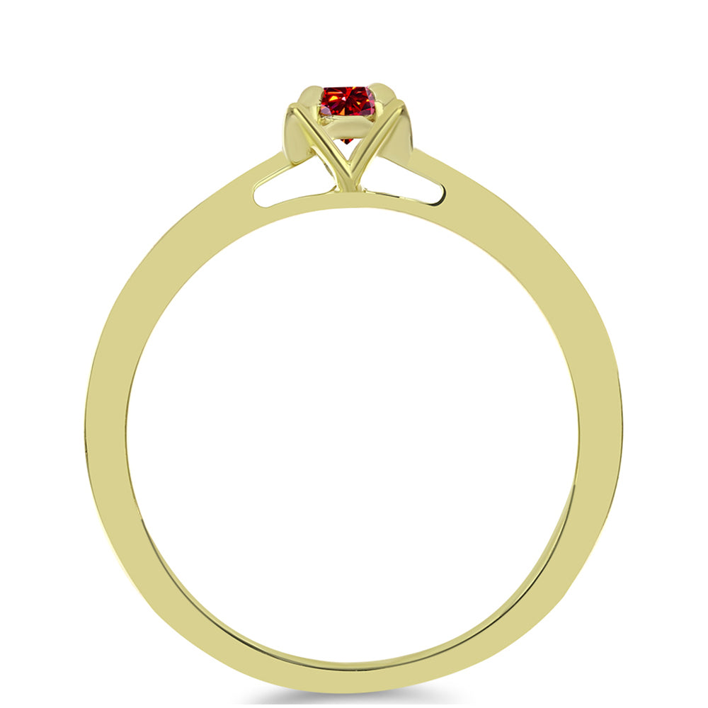 Pozlacené Stříbro 925/1000 - Prsten s Majestátním červeným moissanitem - Karátové číslo: 0.14. přibližná hmotnost: 2.27 gramů