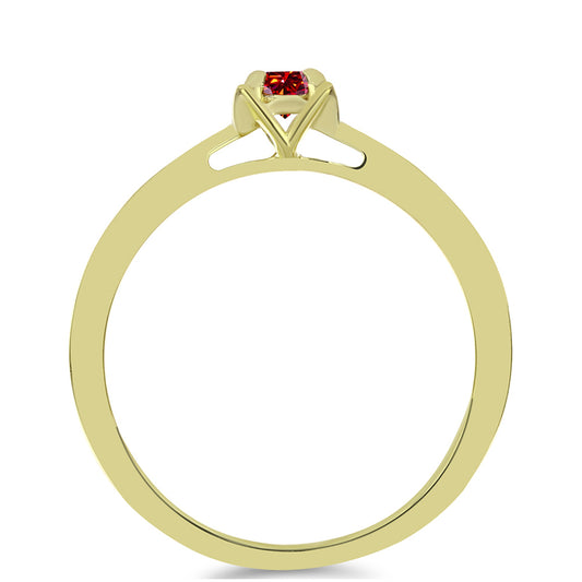 Pozlacené stříbro 925/1000 Prsten s Majestátním červeným moissanitem - Karátové číslo: 0.14. přibližná hmotnost: 2.27 gramů