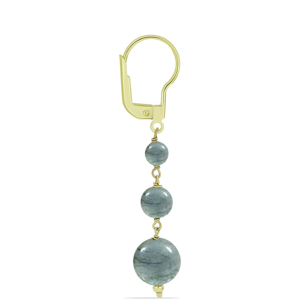 Pozlacené stříbro 925/1000 Náušnice s Labradoritem - Karátové číslo: 12.68. přibližná hmotnost: 3.63 gramů 2 