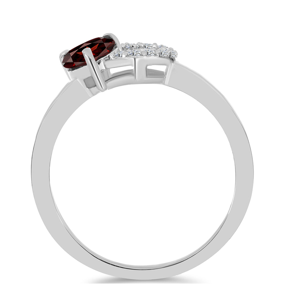 Stříbro 925/1000 - Prsten s Bartonským Granátem a Bílým Topazem - Karátové číslo: 0.68. přibližná hmotnost: 2.11 gramů 2 