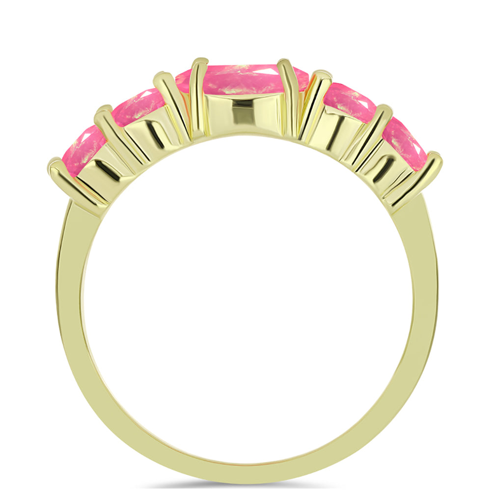 Pozlacené Stříbro 925/1000 - Prsten s Růžovým Etiopským Opálem z Lega Dembi - Karátové číslo: 1.3. přibližná hmotnost: 2.76 gramů