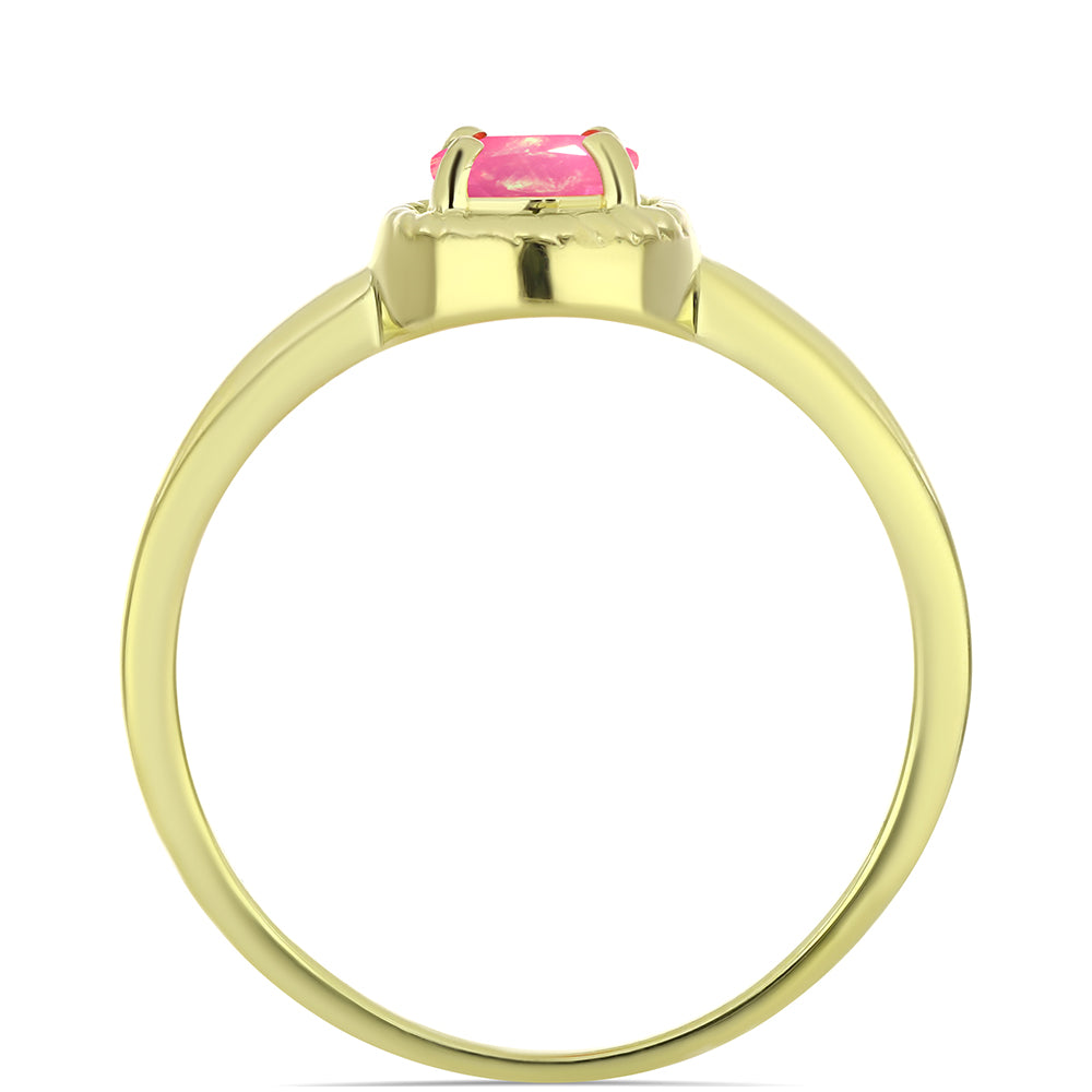 Pozlacené Stříbro 925/1000 - Prsten s Růžovým Etiopským Opálem z Lega Dembi - Karátové číslo: 0.26. přibližná hmotnost: 2.01 gramů 2 