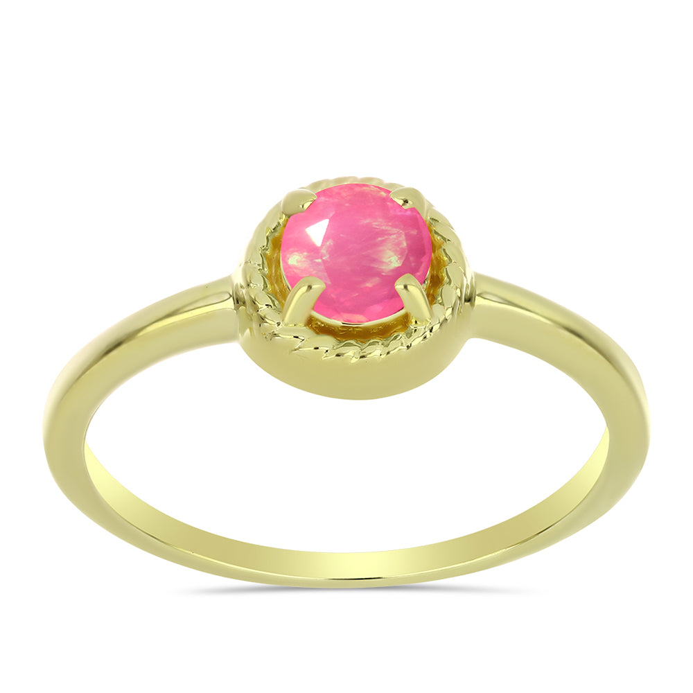 Pozlacené Stříbro 925/1000 - Prsten s Růžovým Etiopským Opálem z Lega Dembi - Karátové číslo: 0.26. přibližná hmotnost: 2.01 gramů 3 