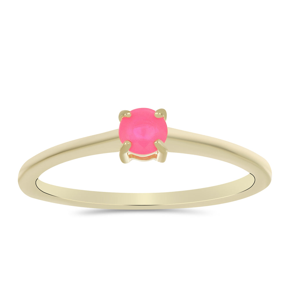 Pozlacené Stříbro 925/1000 - Prsten s Růžovým Etiopským Opálem z Lega Dembi - Karátové číslo: 0.15. přibližná hmotnost: 1.5 gramů