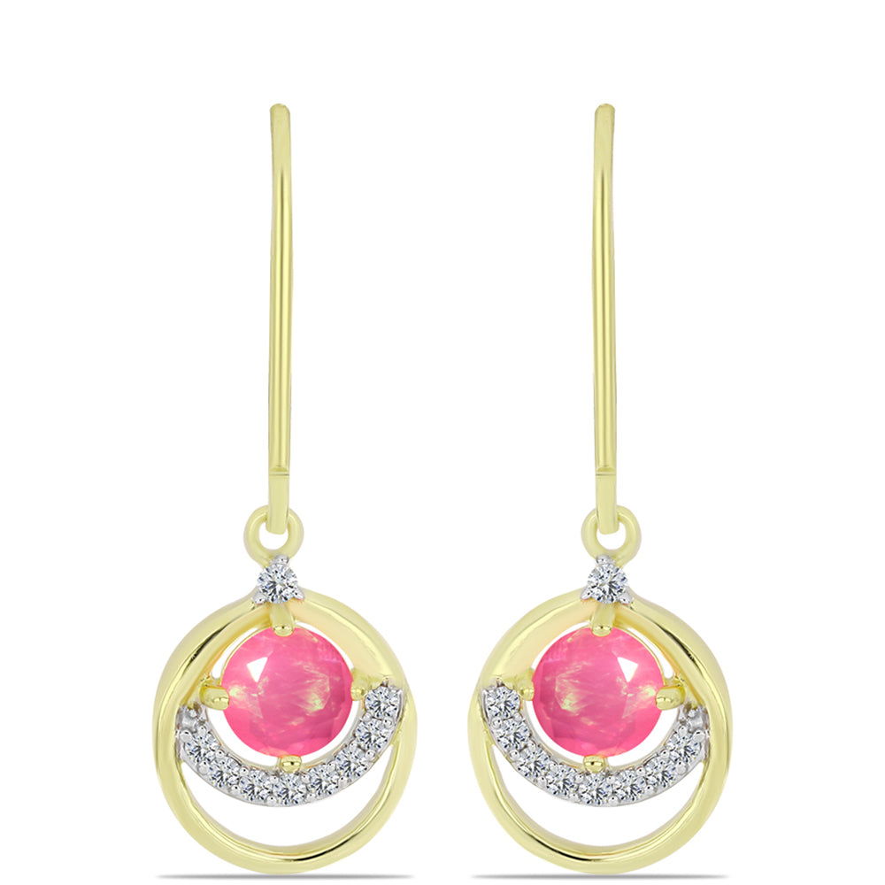 Pozlacené Stříbrné Náušnice s Růžovým Etiopským Opálem z Lega Dembi a Bílým Topazem 1 