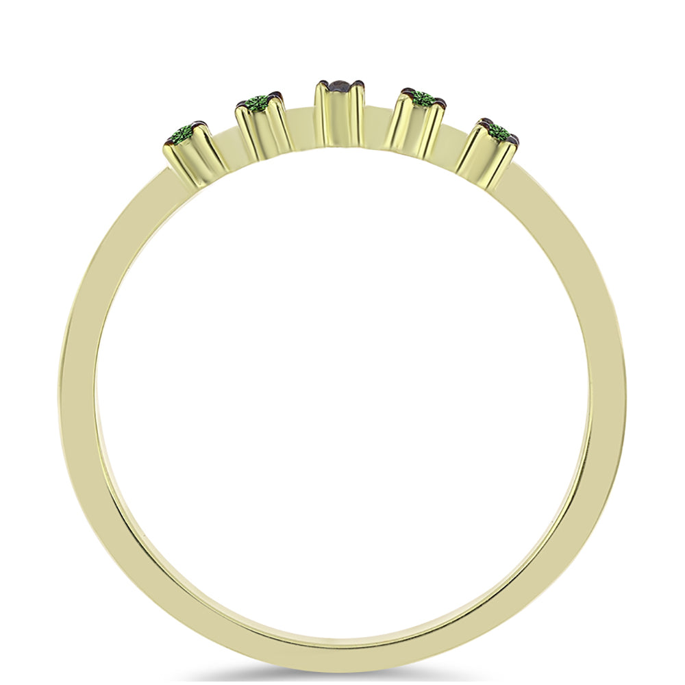 Pozlacené Stříbro 925/1000 - Prsten se Zeleným Diamantem - Karátové číslo: 0.06. přibližná hmotnost: 1.56 gramů