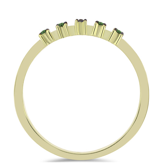 Pozlacené Stříbro 925/1000 - Prsten se Zeleným Diamantem - Karátové číslo: 0.06. přibližná hmotnost: 1.56 gramů