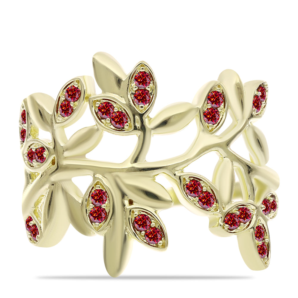 Pozlacené Stříbro 925/1000 - Prsten s Majestátním červeným moissanitem - Karátové číslo: 0.22. přibližná hmotnost: 3.77 gramů