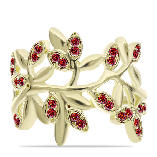 Pozlacené Stříbro 925/1000 - Prsten s Majestátním červeným moissanitem - Karátové číslo: 0.22. přibližná hmotnost: 3.77 gramů