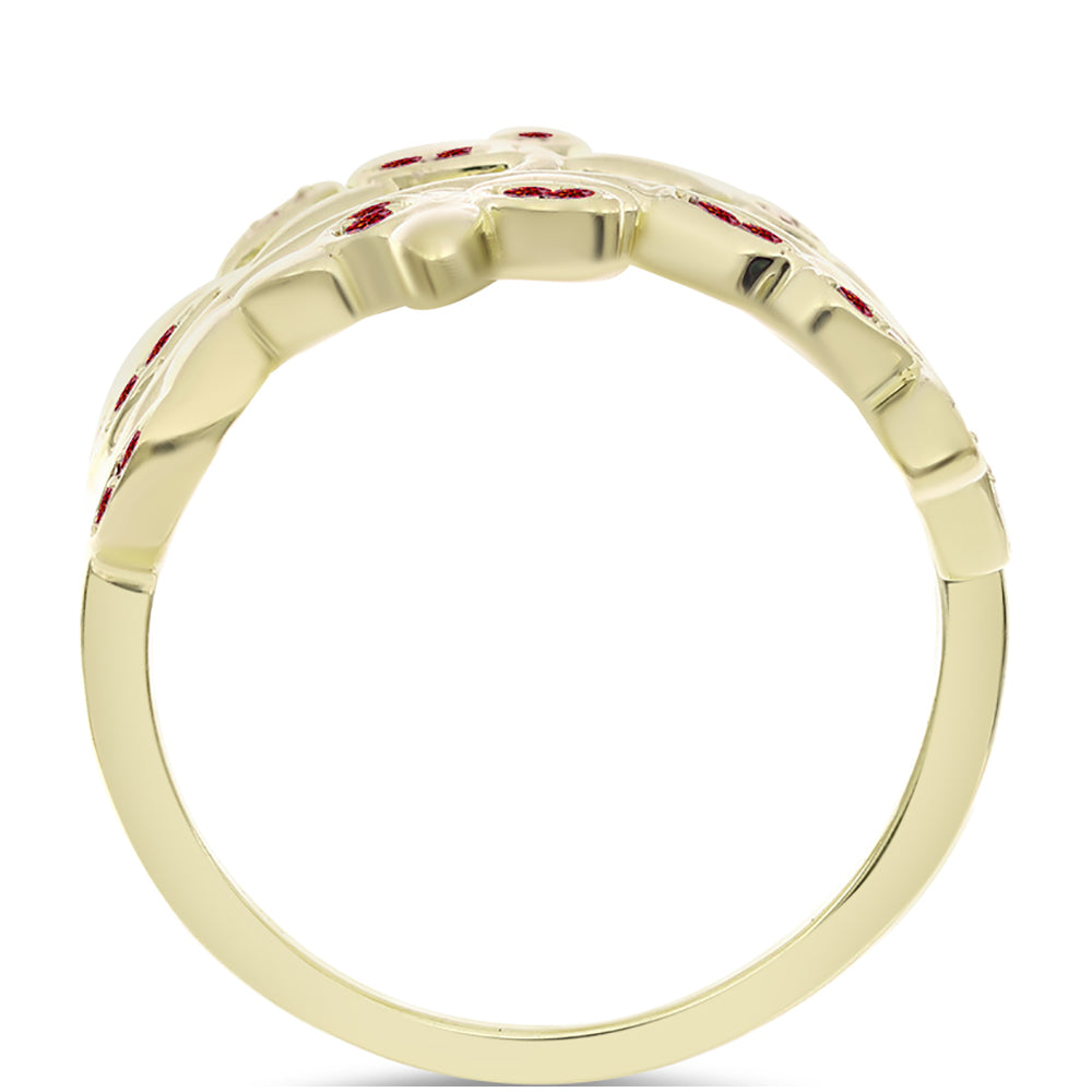 Pozlacené Stříbro 925/1000 - Prsten s Majestátním červeným moissanitem - Karátové číslo: 0.22. přibližná hmotnost: 3.77 gramů 3 