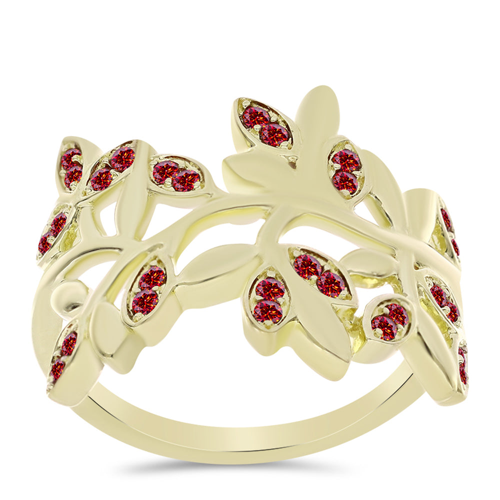 Pozlacené Stříbro 925/1000 - Prsten s Majestátním červeným moissanitem - Karátové číslo: 0.22. přibližná hmotnost: 3.77 gramů