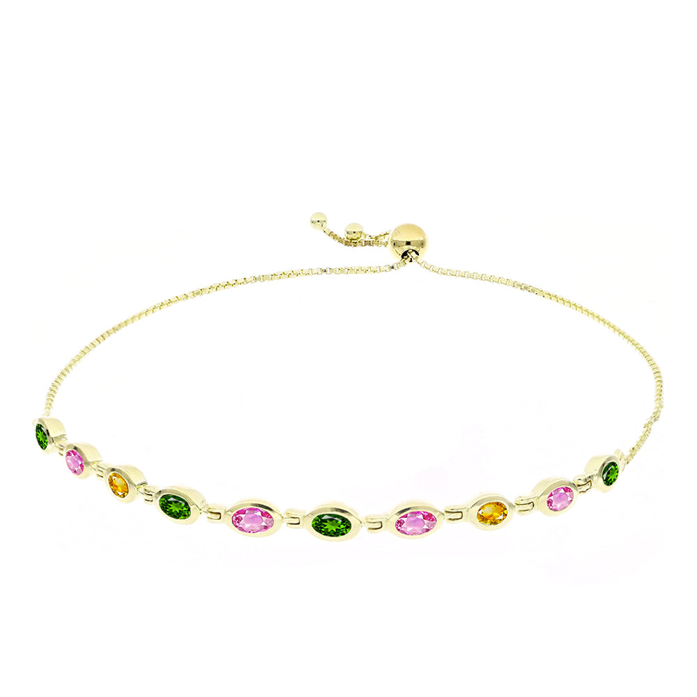 Pozlacený Stříbrný Náramek s Chakra Turmalínem