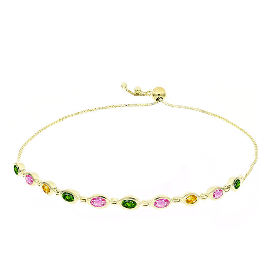 Pozlacený Stříbrný Náramek s Chakra Turmalínem