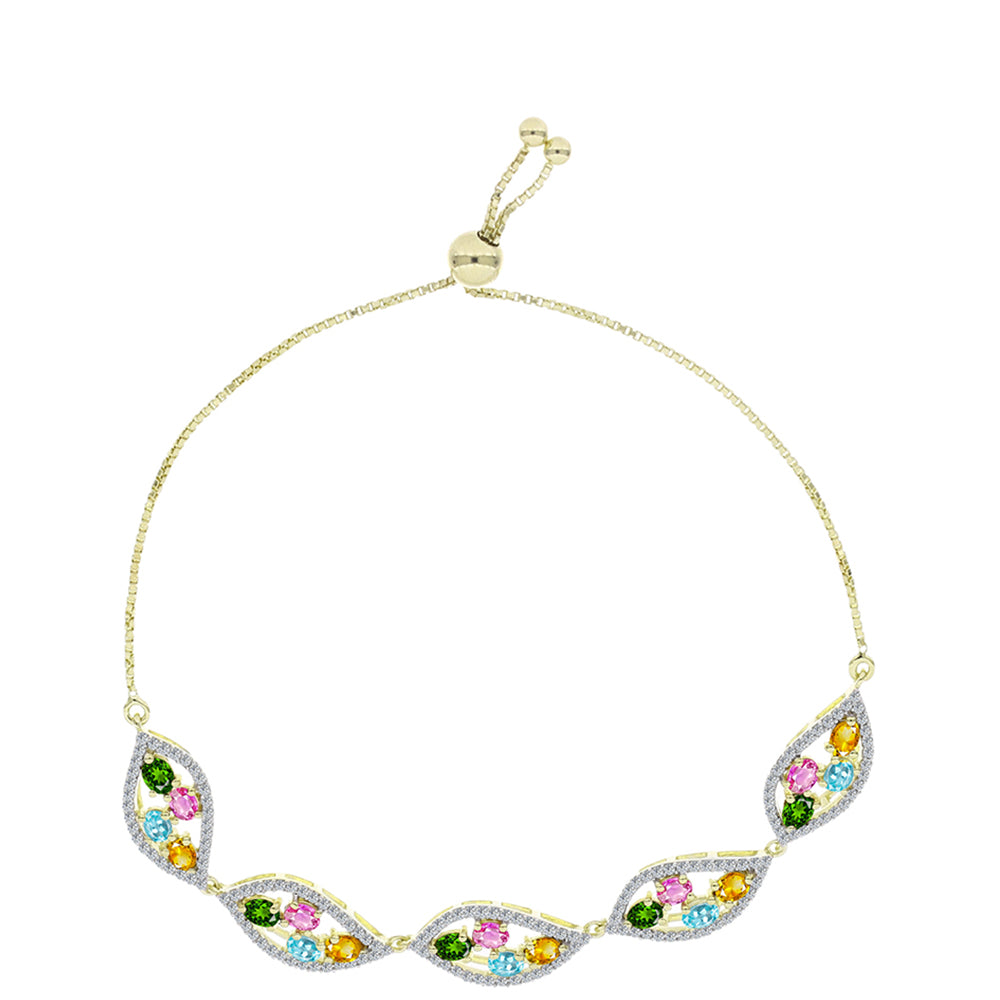 Pozlacené stříbro 925/1000 Náramek s Chakra Turmalínem a Bílým Topazem - Karátové číslo: 4.78. přibližná hmotnost: 8.88 gramů 1 