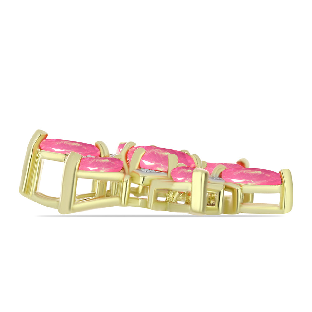 Pozlacené Stříbro 925/1000 - Přívěsek s Růžovým Etiopským Opálem z Lega Dembi a Bílým Topazem - Karátové číslo: 1.4. přibližná hmotnost: 3.05 gramů 2 