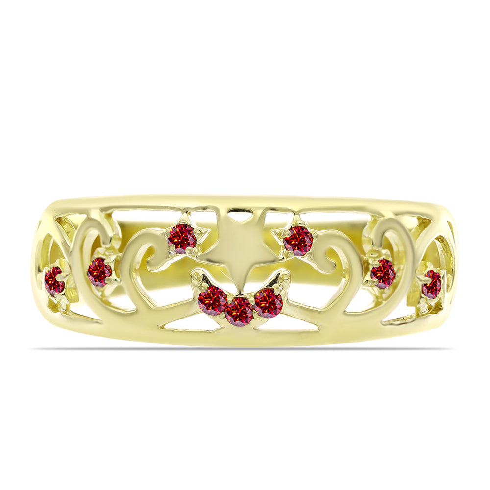 Pozlacené Stříbro 925/1000 - Prsten s Majestátním červeným moissanitem - Karátové číslo: 0.08. přibližná hmotnost: 3.03 gramů 1 