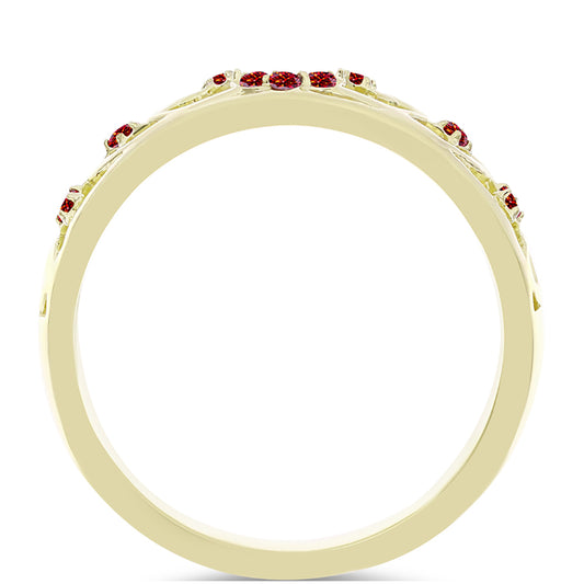 Pozlacené Stříbro 925/1000 - Prsten s Majestátním červeným moissanitem - Karátové číslo: 0.08. přibližná hmotnost: 3.03 gramů