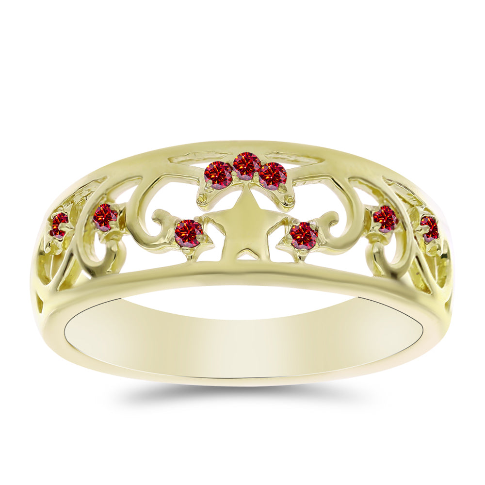 Pozlacené Stříbro 925/1000 - Prsten s Majestátním červeným moissanitem - Karátové číslo: 0.08. přibližná hmotnost: 3.03 gramů 3 