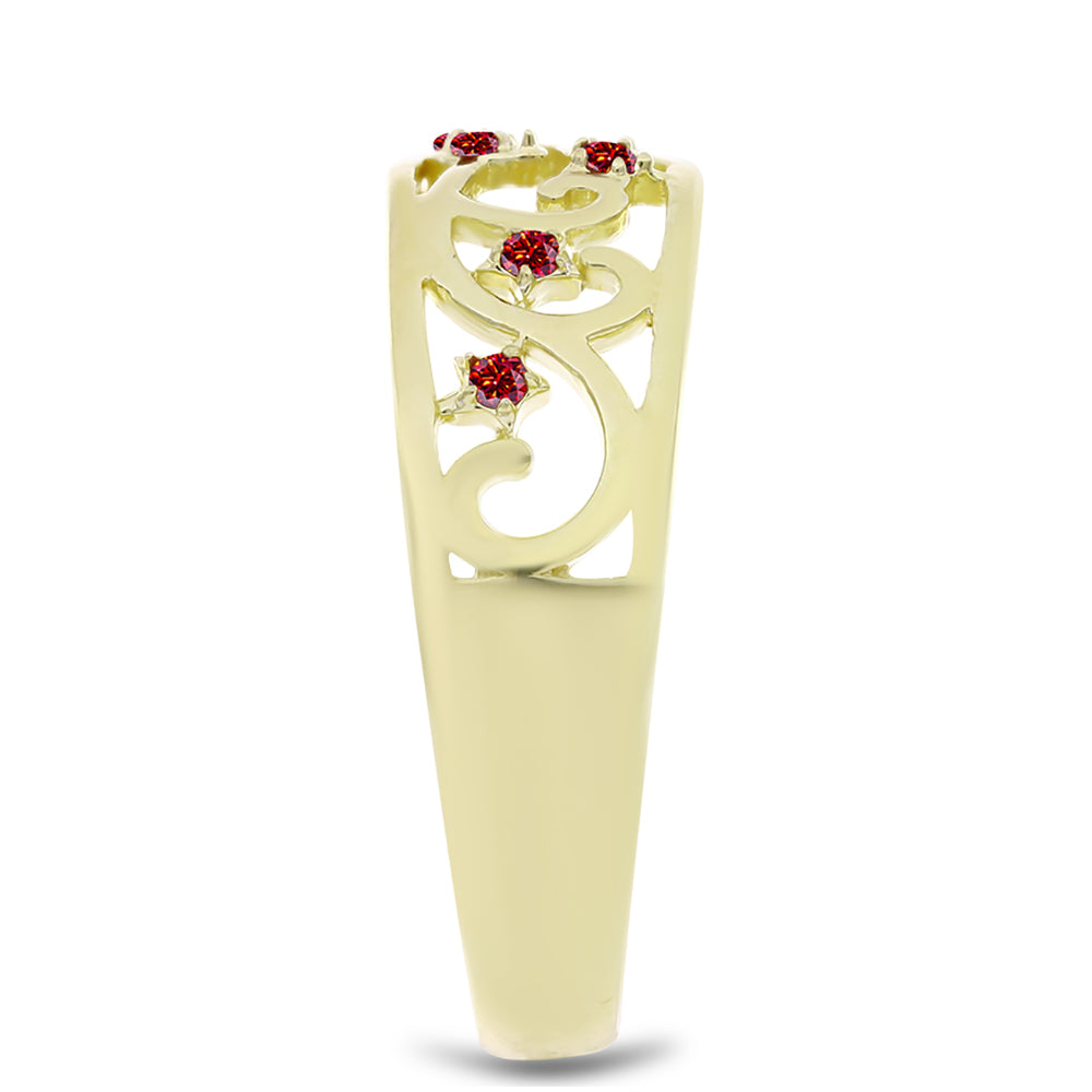 Pozlacené Stříbro 925/1000 - Prsten s Majestátním červeným moissanitem - Karátové číslo: 0.08. přibližná hmotnost: 3.03 gramů 4 