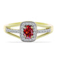 Pozlacený Stříbrný Prsten s Majestátním červeným moissanitem a Bílým Topazem