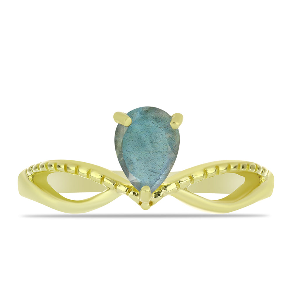 Pozlacené Stříbro 925/1000 - Prsten s Labradoritem - Karátové číslo: 0.62. přibližná hmotnost: 2.51 gramů 1 