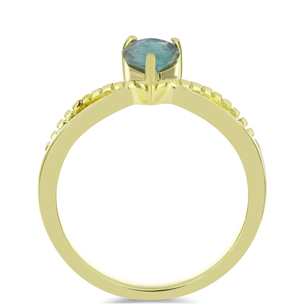 Pozlacené Stříbro 925/1000 - Prsten s Labradoritem - Karátové číslo: 0.62. přibližná hmotnost: 2.51 gramů 2 