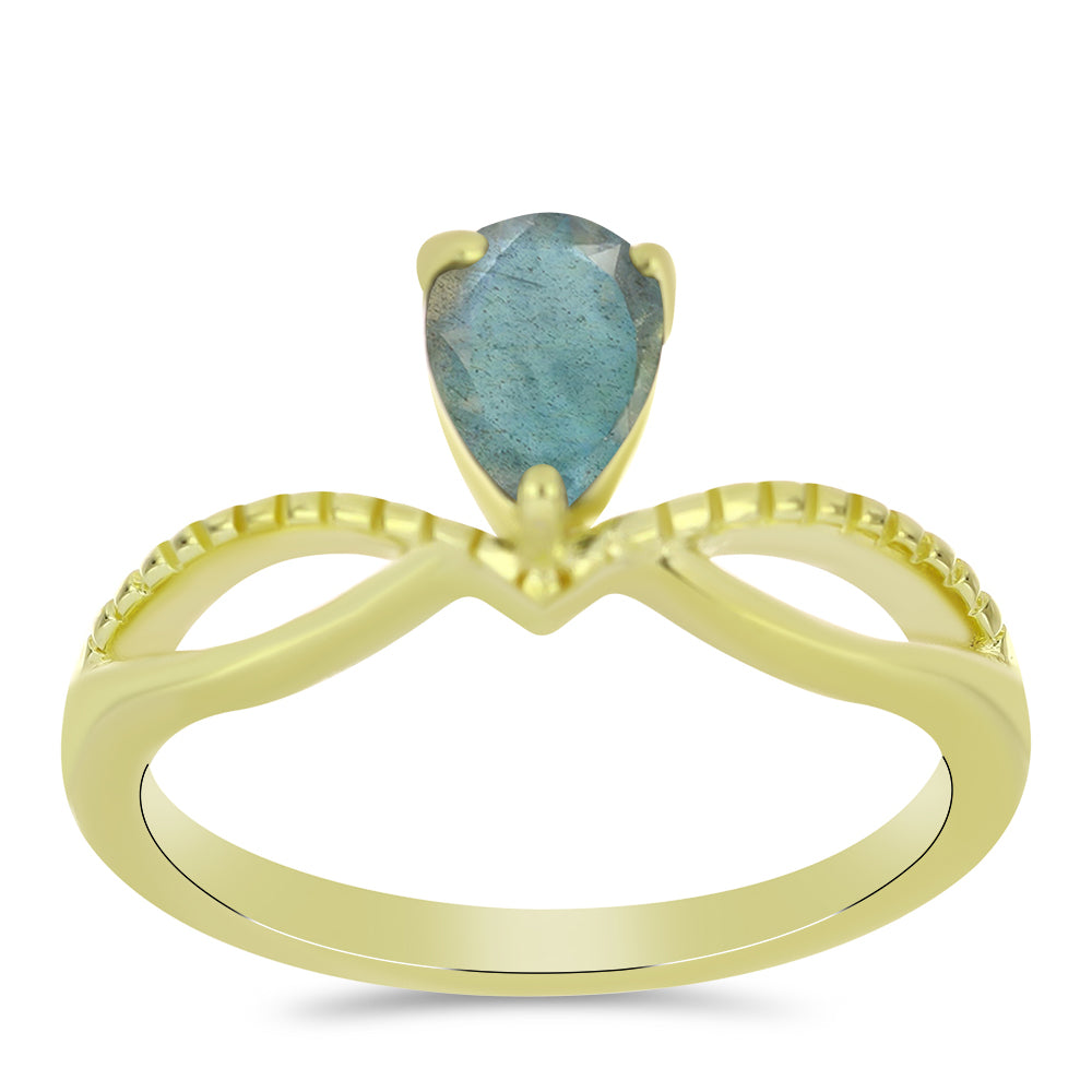 Pozlacené Stříbro 925/1000 - Prsten s Labradoritem - Karátové číslo: 0.62. přibližná hmotnost: 2.51 gramů 3 