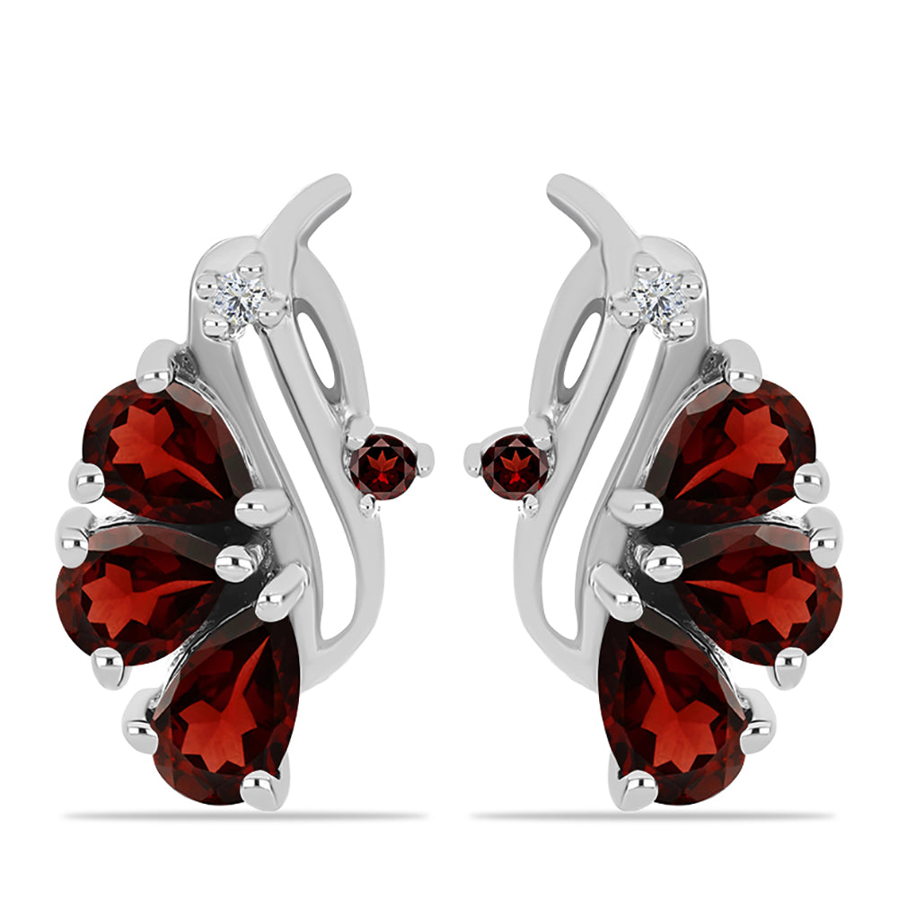 Stříbrné Náušnice s Bartonským Granátem a Bílým Topazem 1 