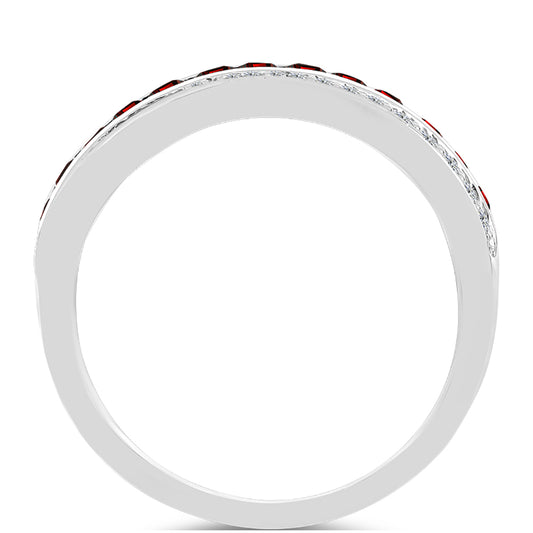 Stříbrný Prsten s Bartonským Granátem a Bílým Topazem