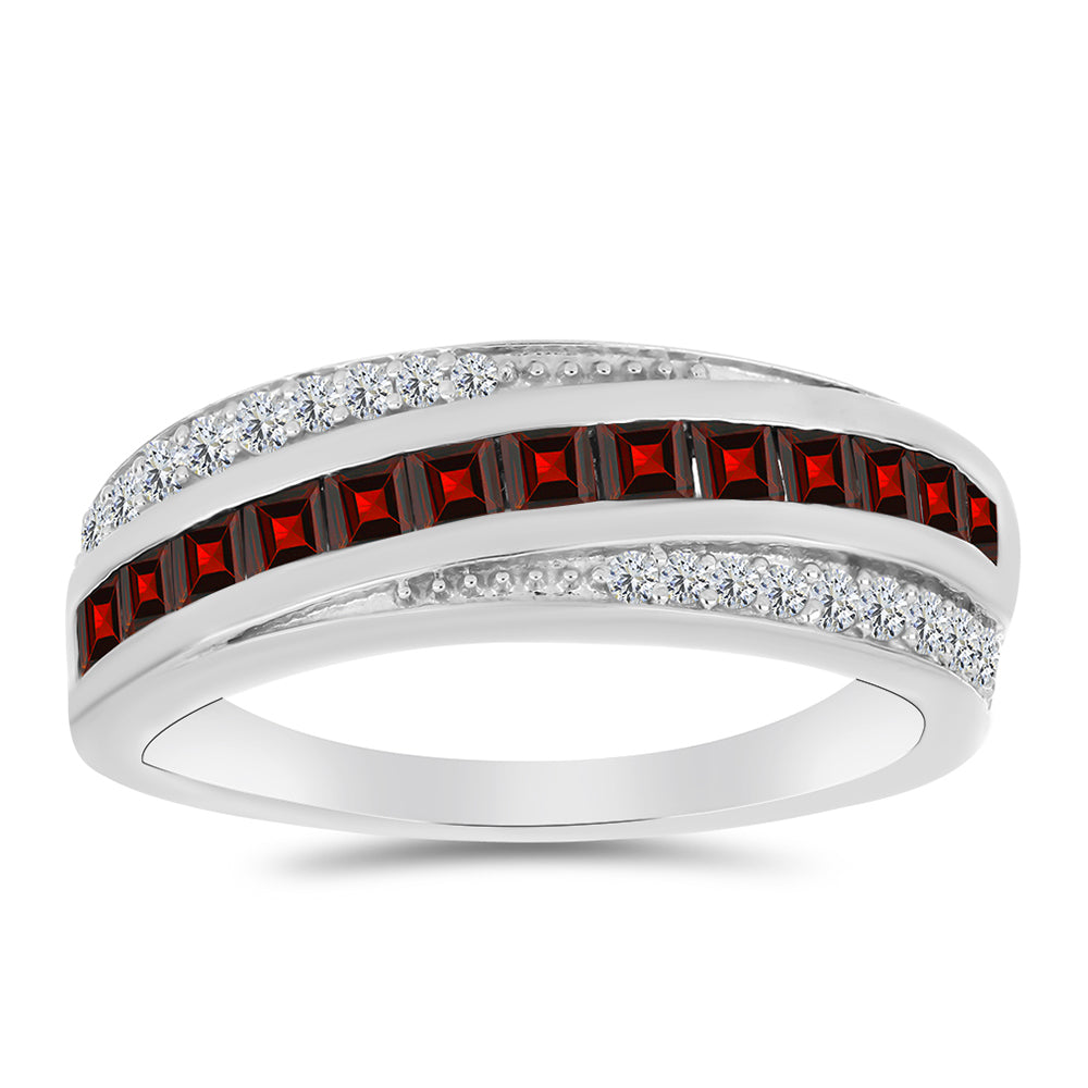 Stříbrný Prsten s Bartonským Granátem a Bílým Topazem 3 