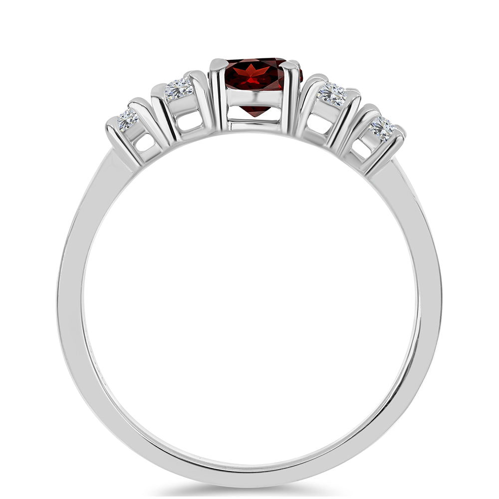 Stříbro 925/1000 - Prsten s Bartonským Granátem a Bílým Topazem - Karátové číslo: 1.02. přibližná hmotnost: 2.32 gramů