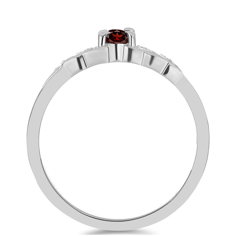 Stříbro 925/1000 - Prsten s Bartonským Granátem a Bílým Topazem - Karátové číslo: 0.38. přibližná hmotnost: 2.28 gramů 2 