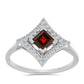 Stříbro 925/1000 - Prsten s Bartonským Granátem a Bílým Topazem - Karátové číslo: 1.2. přibližná hmotnost: 2.35 gramů