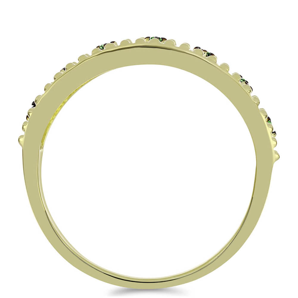 Pozlacený Stříbrný Prsten se Zeleným Diamantem