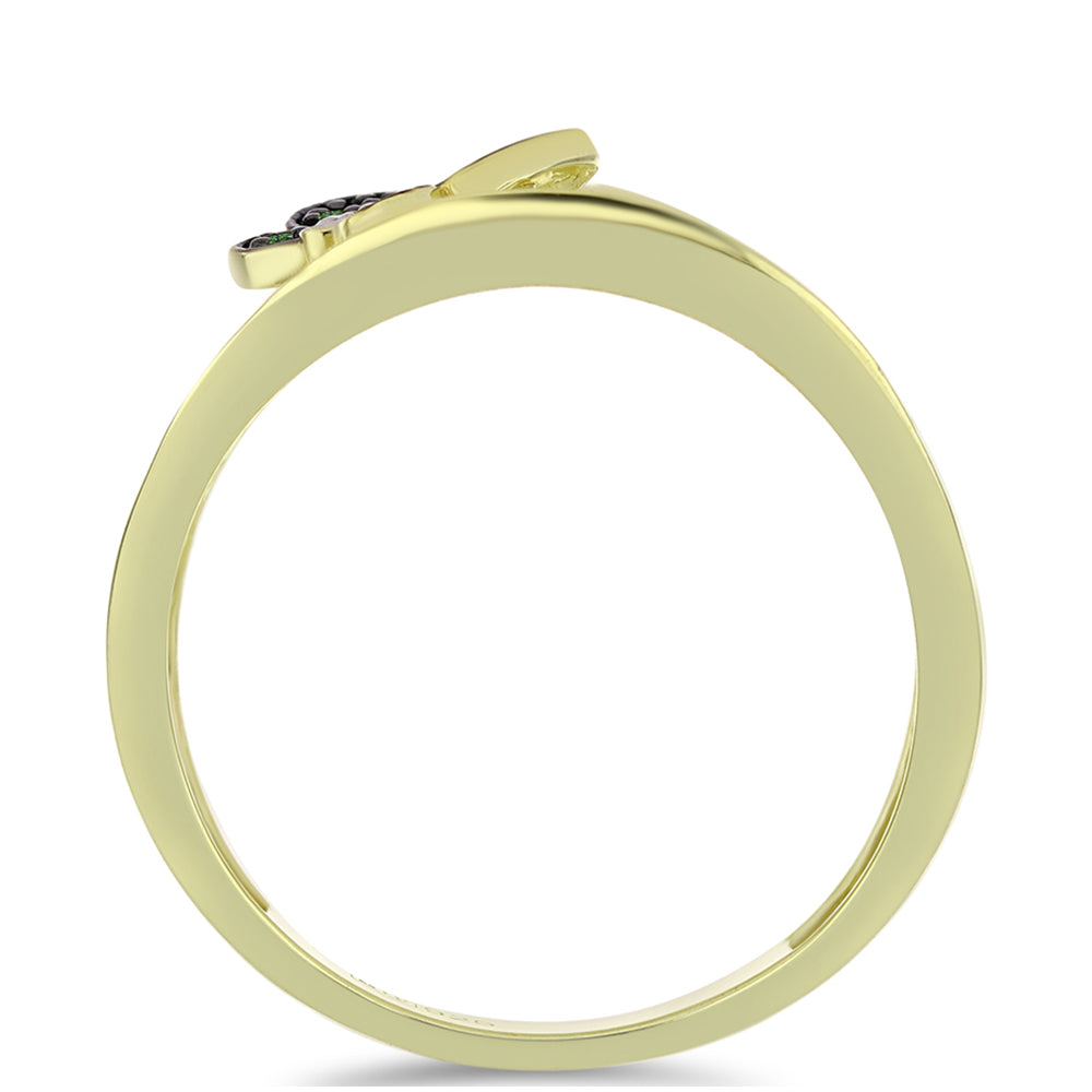 Pozlacený Stříbrný Prsten se Zeleným Diamantem a Bílým Diamantem 2 