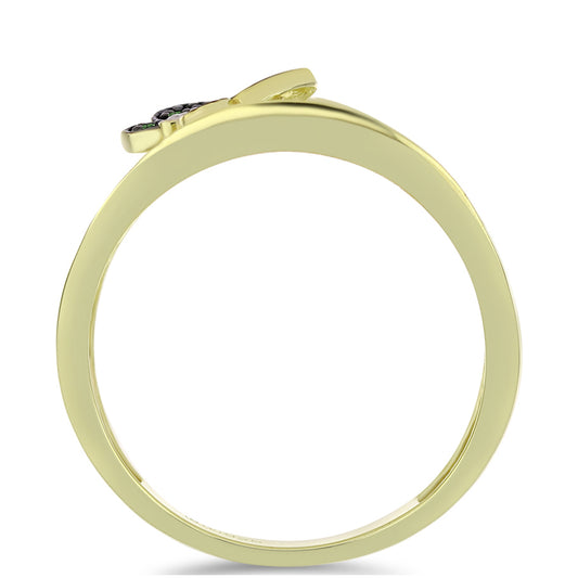 Pozlacený Stříbrný Prsten se Zeleným Diamantem a Bílým Diamantem