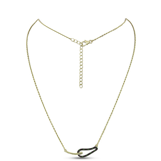 Pozlacené stříbro 925/1000 Náhrdelník se Zeleným Diamantem - Karátové číslo: 0.06. přibližná hmotnost: 3.75 gramů