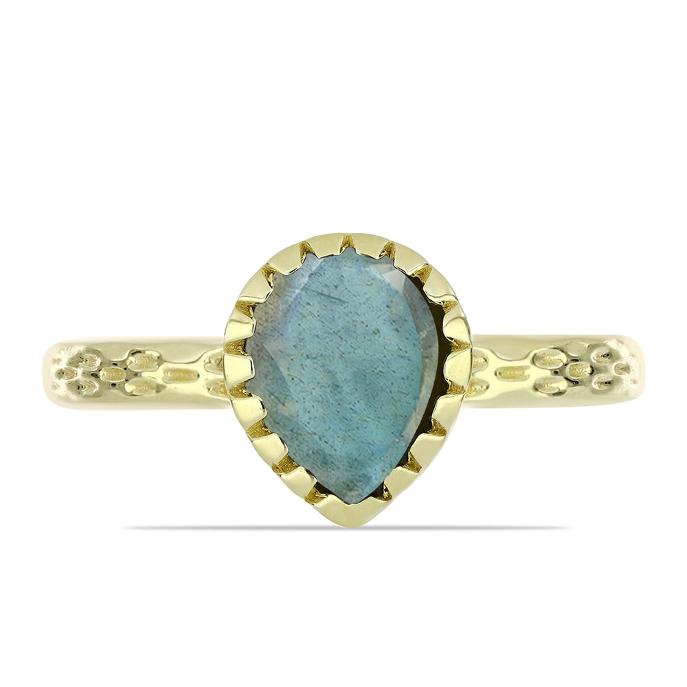 Pozlacené Stříbro 925/1000 - Prsten s Labradoritem - Karátové číslo: 1.12. přibližná hmotnost: 2.69 gramů 1 