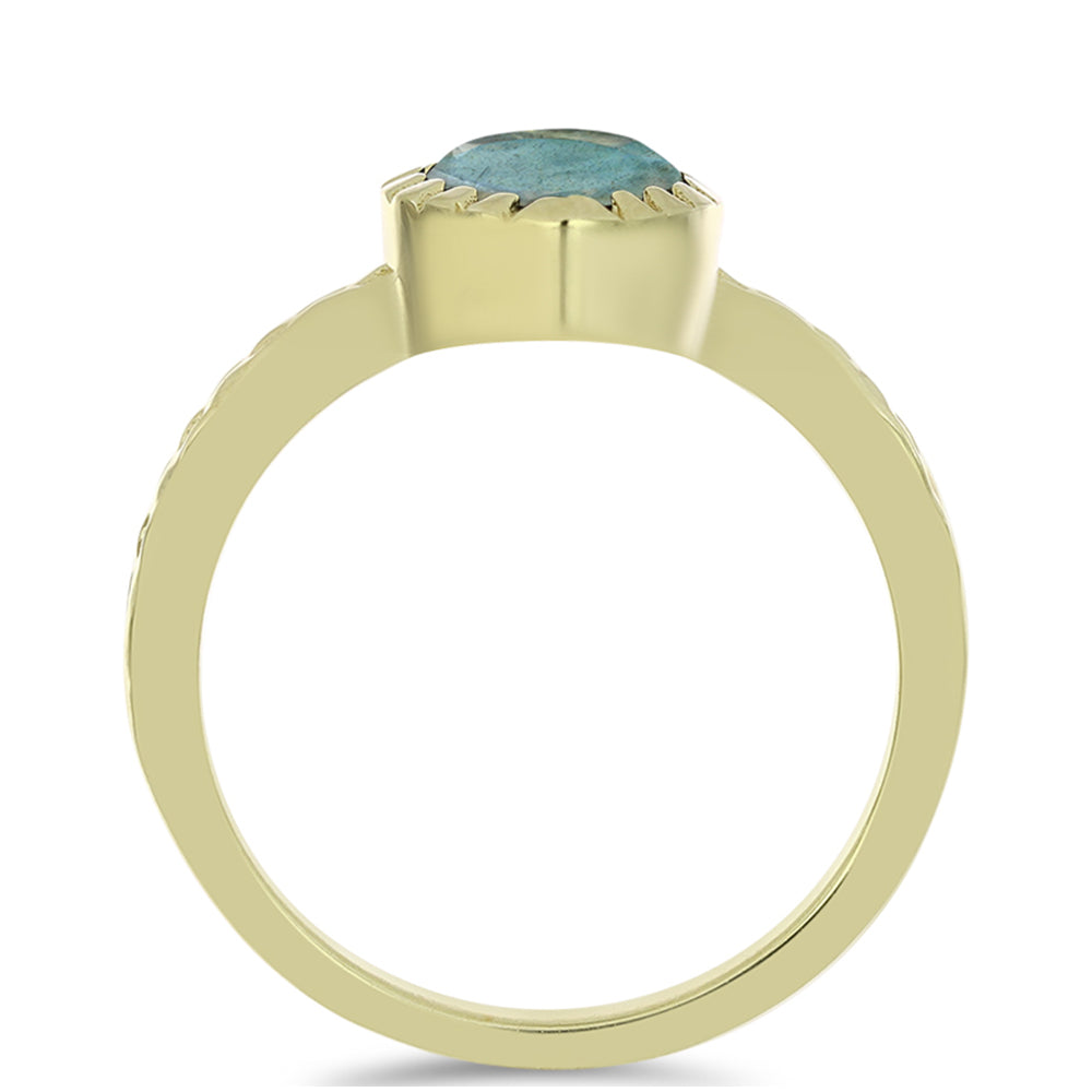 Pozlacené Stříbro 925/1000 - Prsten s Labradoritem - Karátové číslo: 1.12. přibližná hmotnost: 2.69 gramů 2 