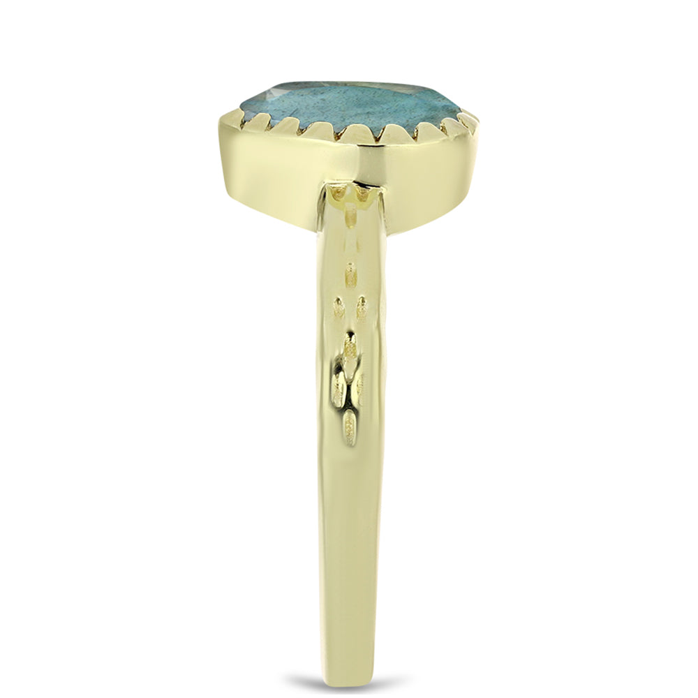 Pozlacené Stříbro 925/1000 - Prsten s Labradoritem - Karátové číslo: 1.12. přibližná hmotnost: 2.69 gramů 4 