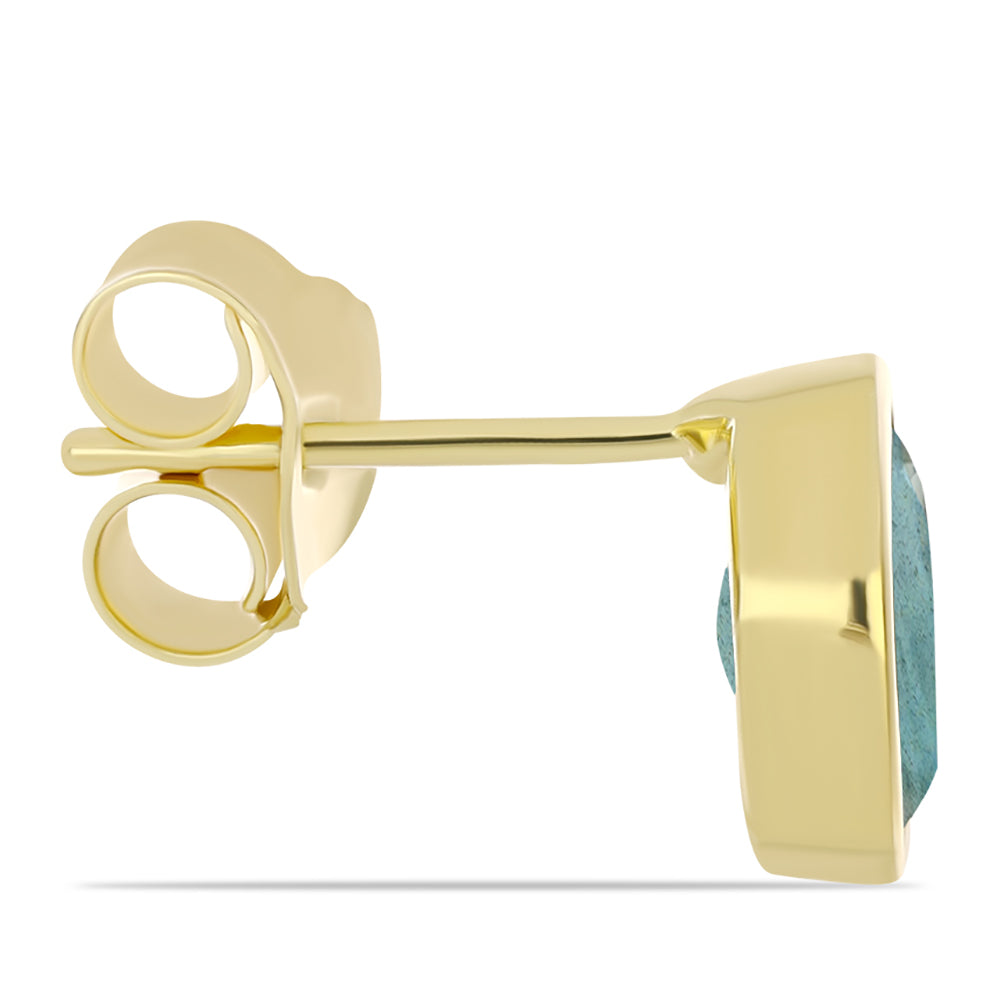 Pozlacené Stříbro 925/1000 - Náušnice s Labradoritem - Karátové číslo: 1.57. přibližná hmotnost: 1.81 gramů 2 